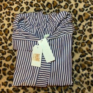 🎀 A Shirt Thing blue and red striped blouse